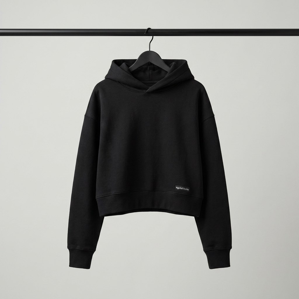 Cropped Presence Hoodie - Black